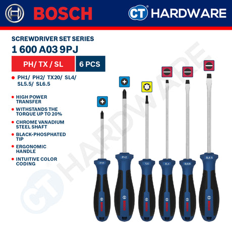 Bosch Screwdriver Set Series, 1600A039PH (6PCS), 1600A039PJ (6PCS), 1600A039PG (5PCS), Bosch Hand Tool