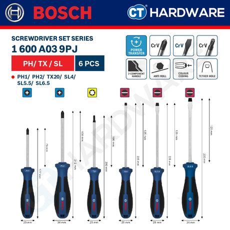 Bosch Screwdriver Set Series, 1600A039PH (6PCS), 1600A039PJ (6PCS), 1600A039PG (5PCS), Bosch Hand Tool