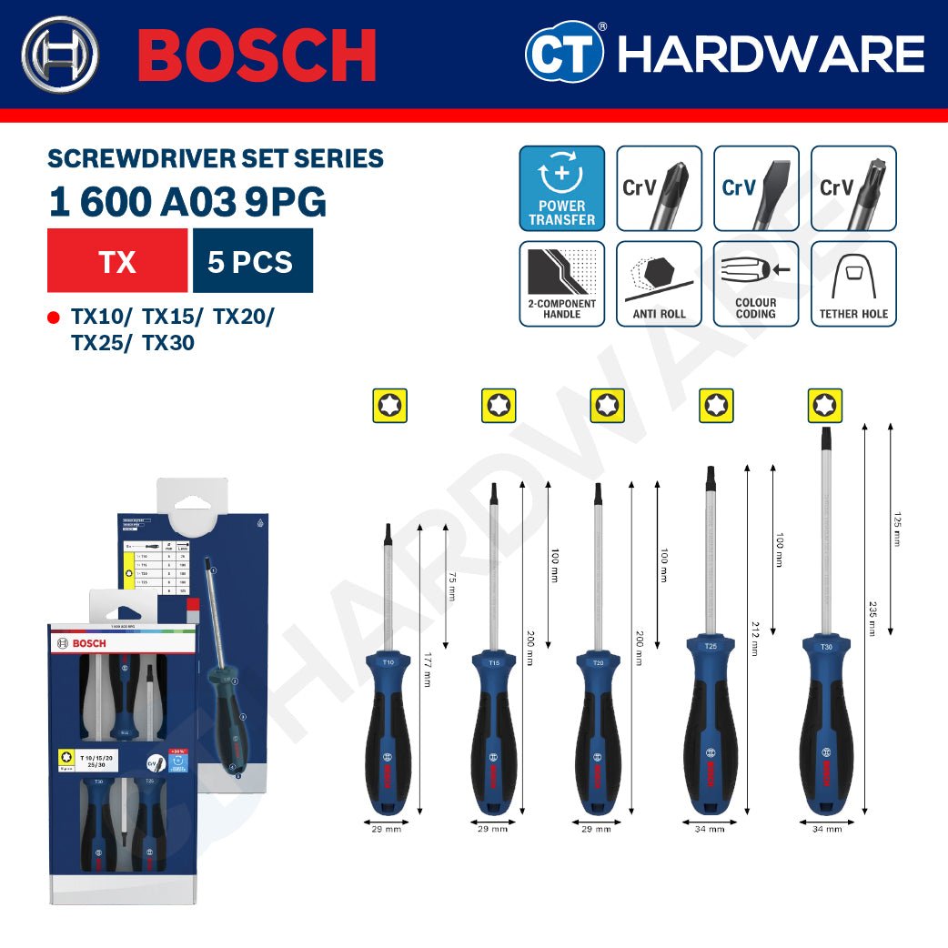 Bosch Screwdriver Set Series, 1600A039PH (6PCS), 1600A039PJ (6PCS), 1600A039PG (5PCS), Bosch Hand Tool