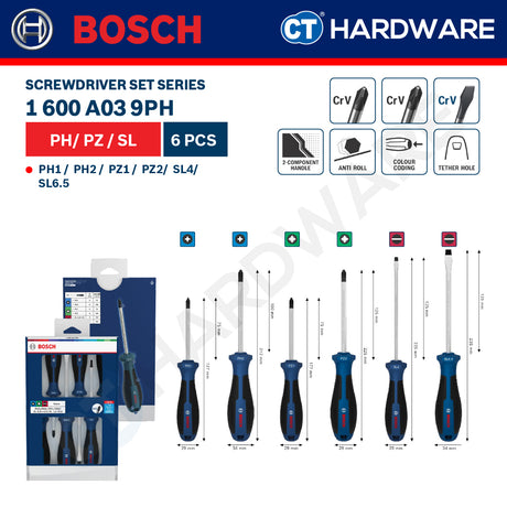 Bosch Screwdriver Set Series, 1600A039PH (6PCS), 1600A039PJ (6PCS), 1600A039PG (5PCS), Bosch Hand Tool