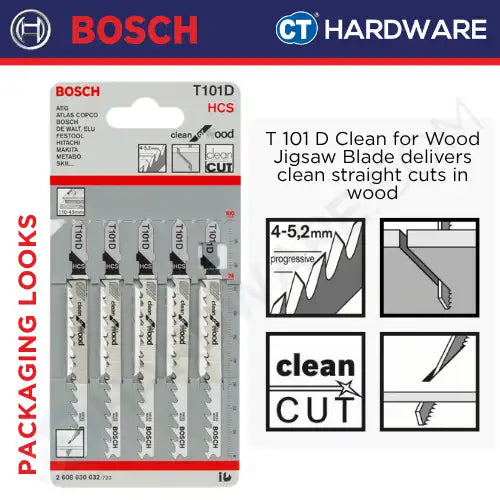 Bosch T101D Clean for Wood Jigsaw Blades (5 pcs/pack)