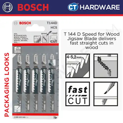 Bosch T144D Speed for Wood Jigsaw Blades (5 pcs/pack)