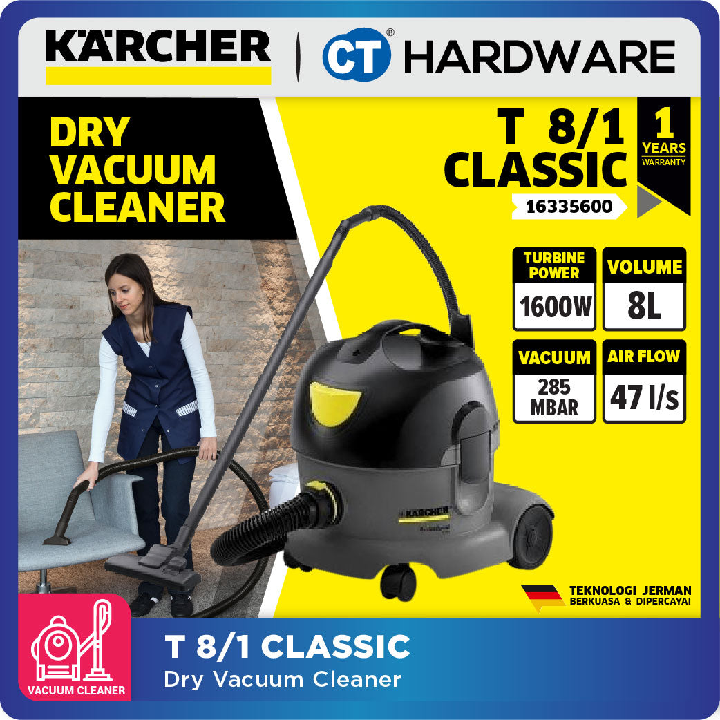Karcher T 8/1 Classic Dry Vacuum Cleaner 8L 1600W – CT Hardware Online