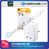 Masterplug Travel Adaptor Europe with USB Charger 13A