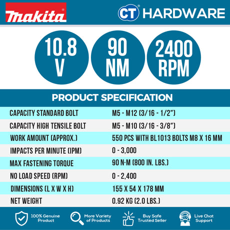 MAKITA TD090DWE CORDLESS IMPACT DRIVER 10.8V
