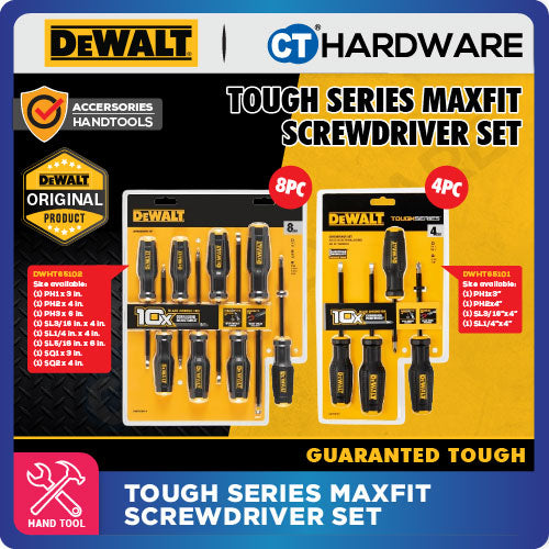 DEWALT DWHT65101 | DWHT65102 TOUGH SERIES MAXFIT SCREWDRIVER SET 4PCS / 8PCS - 1PACK