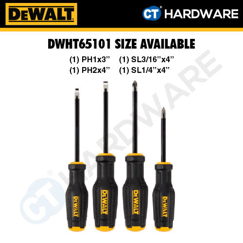 DEWALT DWHT65101 | DWHT65102 TOUGH SERIES MAXFIT SCREWDRIVER SET 4PCS / 8PCS - 1PACK