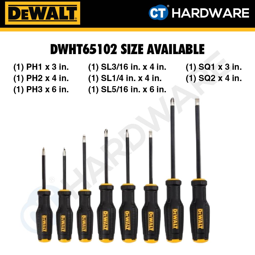 DEWALT DWHT65101 | DWHT65102 TOUGH SERIES MAXFIT SCREWDRIVER SET 4PCS / 8PCS - 1PACK