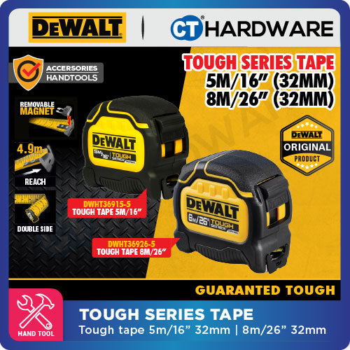 DEWALT DWHT36915-5 | DWHT36926-5 TOUGH SERIES TAPE 5M/16INCH | 8M/26INCH - 1PC