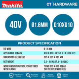 MAKITA TR001GZ CORDLESS REBAR TYING TOOL 40V | 16GA | 1.6MM WITHOUT BATTERY & CHARGER