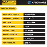ELTA TRADE TUB916 PLASTIC CEILING CASSETTE