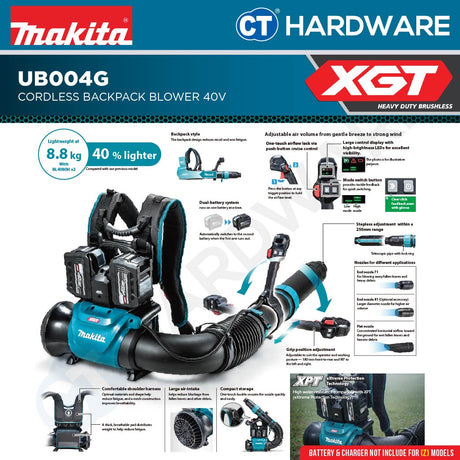 Makita UB004GZ Cordless Backpack Blower 40V Without Battery and Charger