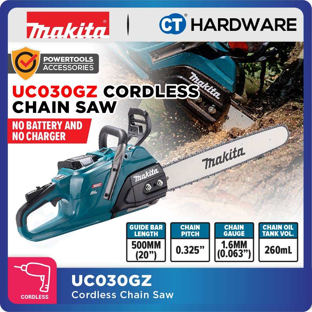 MAKITA UC030GZ 40Vmax CORDLESS CHAIN SAW 400 mm (16") | 450 mm (18") | 500 mm (20") WITHOUT BATTERY AND CHARGER