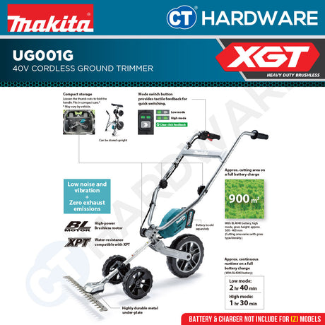 Makita UG001GZ Cordless Ground Trimmer 40v | 790W | 521 mm (20-1/2")