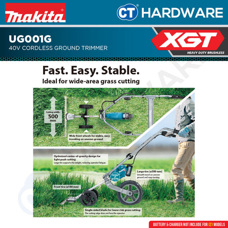 Makita UG001GZ Cordless Ground Trimmer 40v | 790W | 521 mm (20-1/2")