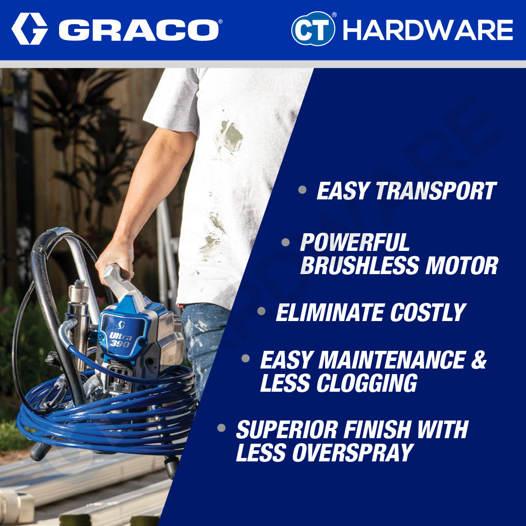 Graco ULTRA390 Corded Electric Airless Sprayer Stand 1HP Lightweight Sprayer Residential Jobs DIY