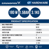 Grundfos UPA 15-160 In-Line Automatic Booster Pump for Home | Condominium | Apartment | Office | Old House (99331335)