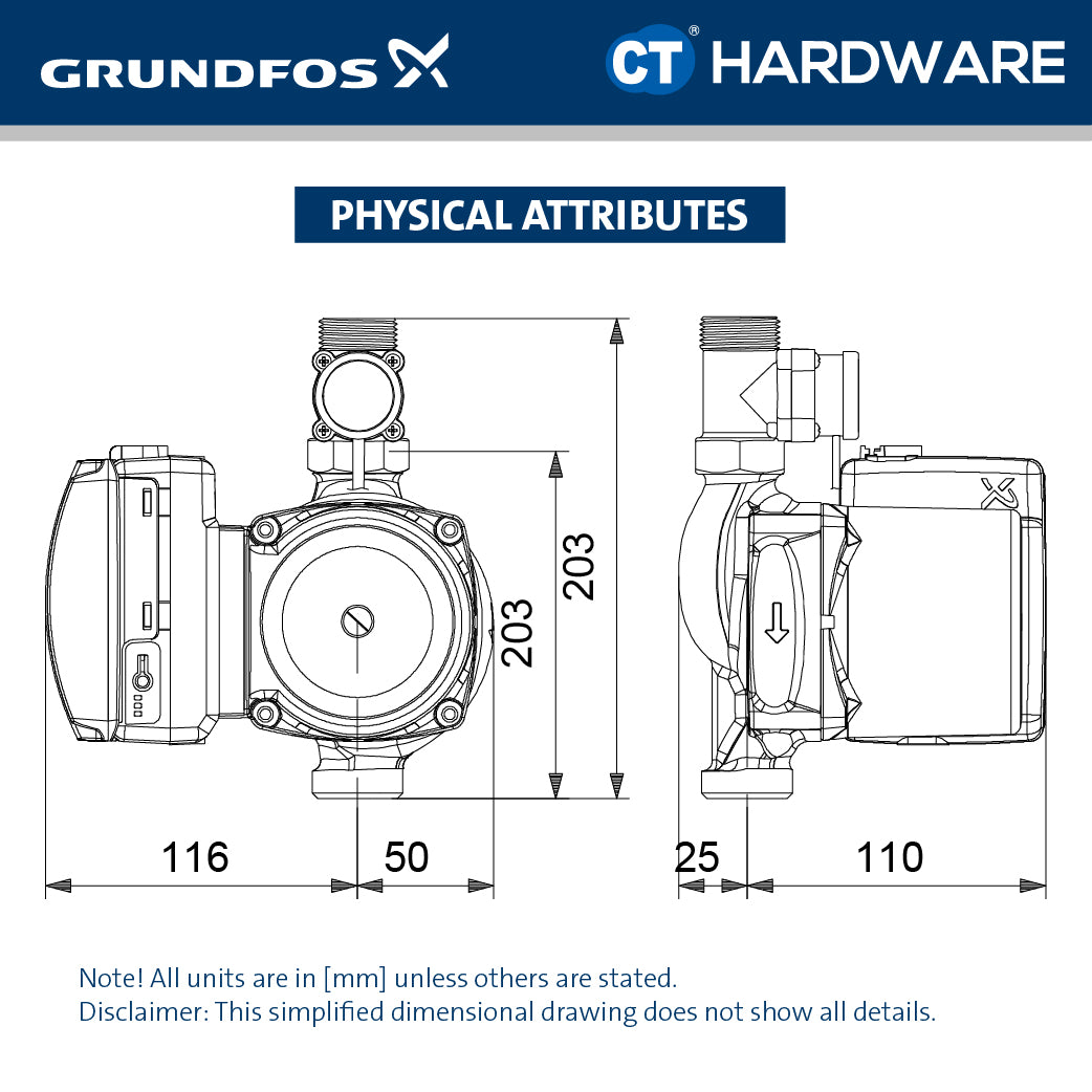 Grundfos UPA 15-160 In-Line Automatic Booster Pump for Home | Condominium | Apartment | Office | Old House (99331335)