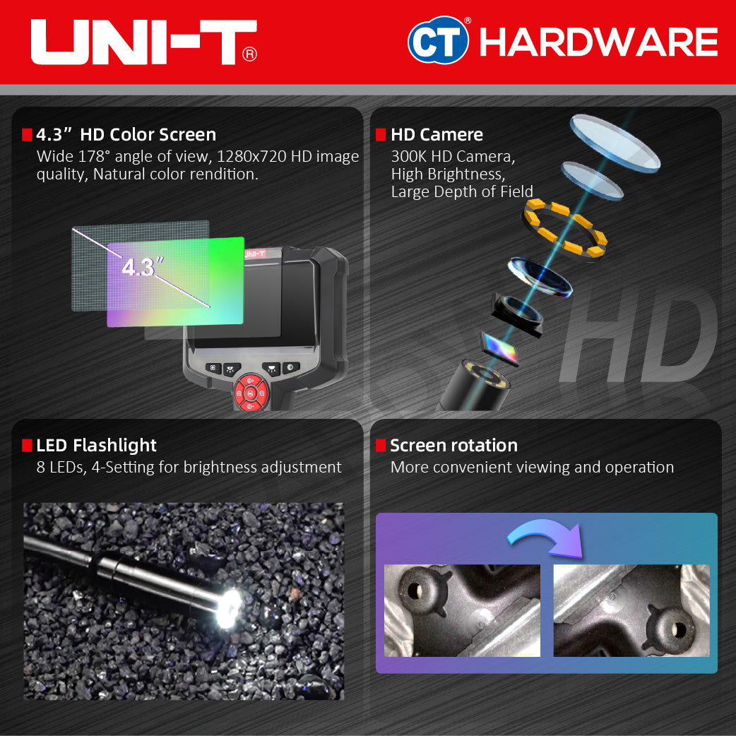 UNI-T UT665P-5M Handheld Industrial Borescope 8mm 5m