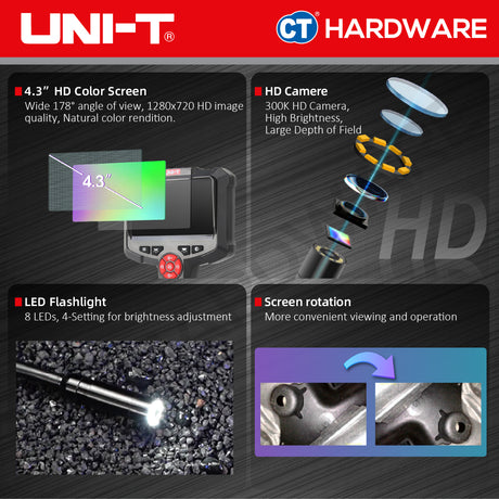 UNI-T UT665P-5M Handheld Industrial Borescope 8mm 5m