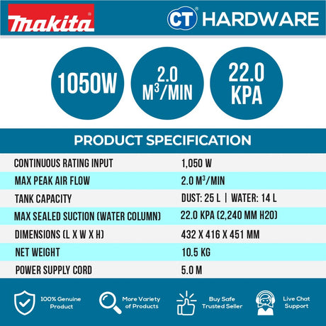 MAKITA VC2510L WET & DRY VACUUM CLEANER