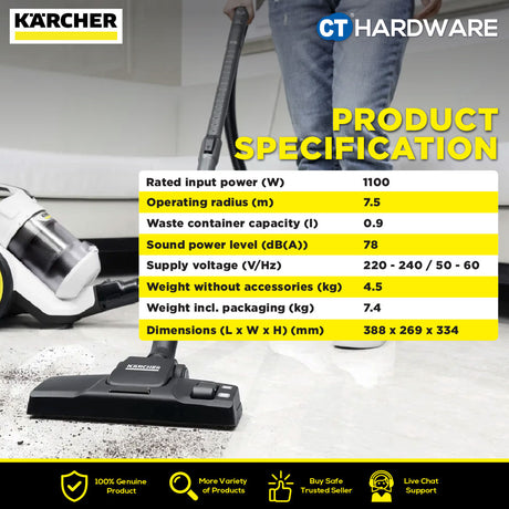 Karcher VC3 PLUS Multi-Cyclone Vacuum Cleaner 1100W 0.9l [VC3PLUS | 11980550]