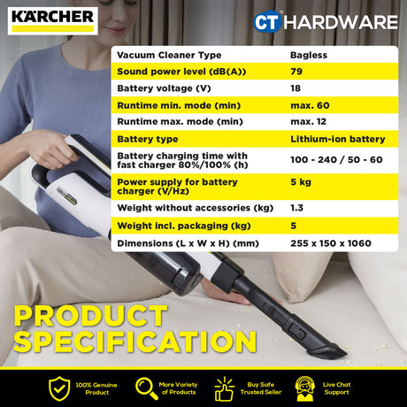 Karcher VC 4S CORDLESS Upright Vacuum Cleaner 18V 2.5Ah [VC4SCORDLESS | 11982910]