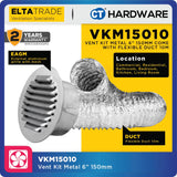 ELTA TRADE VKM15010 VENT KIT METAL 6" 150MM WITH FLEXIBLE DUCT 10 METER (EAGM + DUCT)