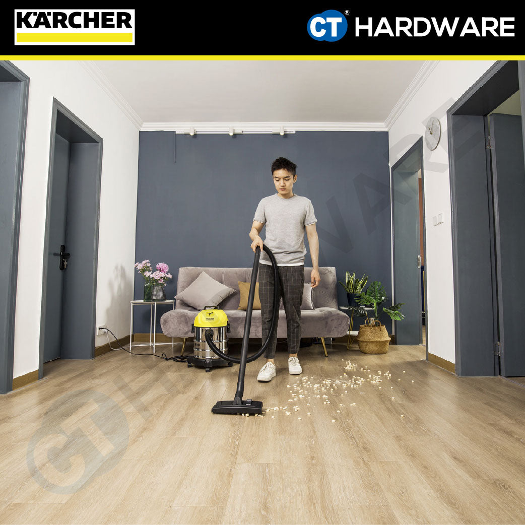 Karcher WD 1S CLASSIC Wet & Dry Vacuum Cleaner 1300W 18l Stainless Steel Tank [WD1SCLASSIC | 10983230]