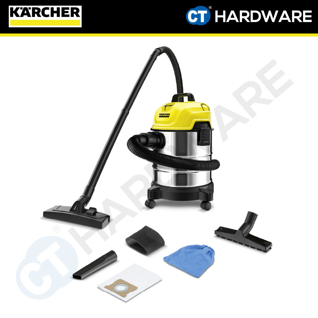 Karcher WD 1S CLASSIC Wet & Dry Vacuum Cleaner 1300W 18l Stainless Steel Tank [WD1SCLASSIC | 10983230]