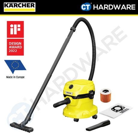 Karcher WD2PLUSV Wet & Dry Vacuum Cleaner 12L 1000W | 16280090 Multi-purpose Vacuum Cleaner High Suction Power Tech