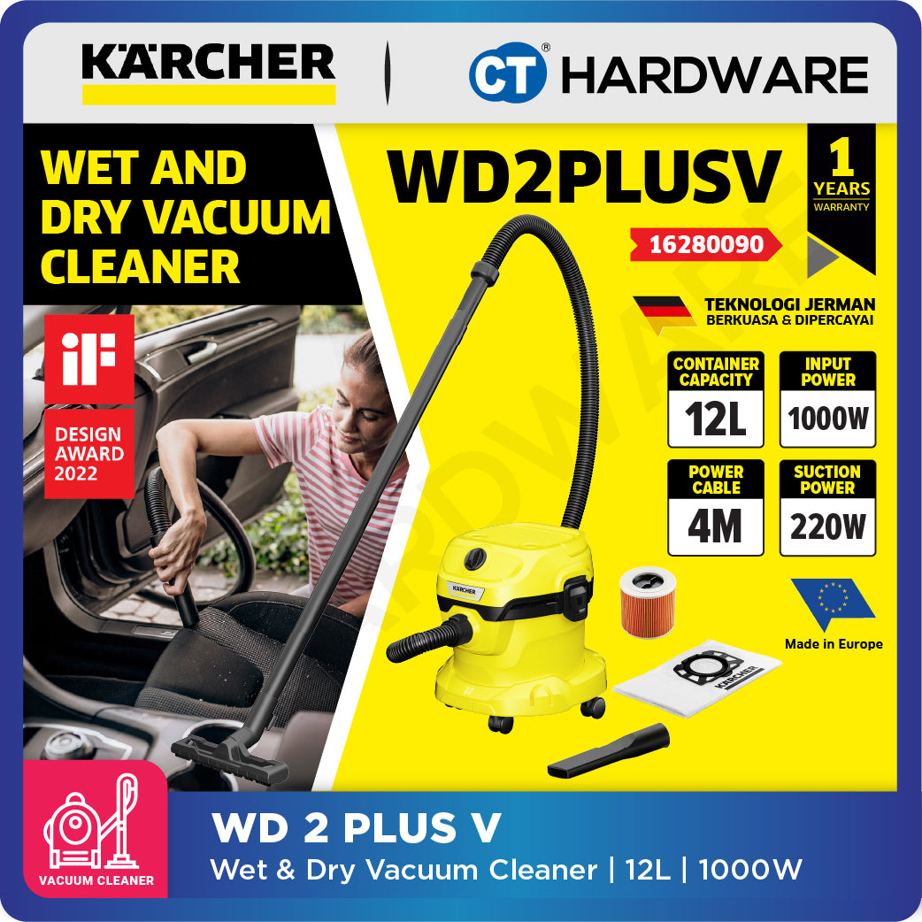 KARCHER WD3SV | WD3V | WD2PLUSV  Wet & Dry Vacuum Cleaner 1000W | 17L | Stainless Steel Tank | High Suction Power Tech