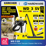 KARCHER WD3SV | WD3V | WD2  Wet & Dry Vacuum Cleaner 1000W | 17L | Stainless Steel Tank | High Suction Power Tech
