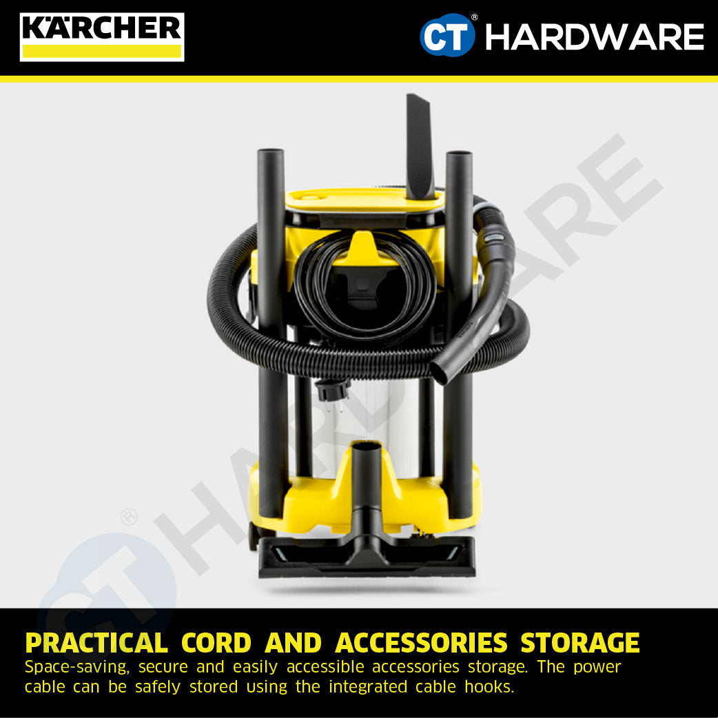 KARCHER WD3SV | WD3V | WD2  Wet & Dry Vacuum Cleaner 1000W | 17L | Stainless Steel Tank | High Suction Power Tech