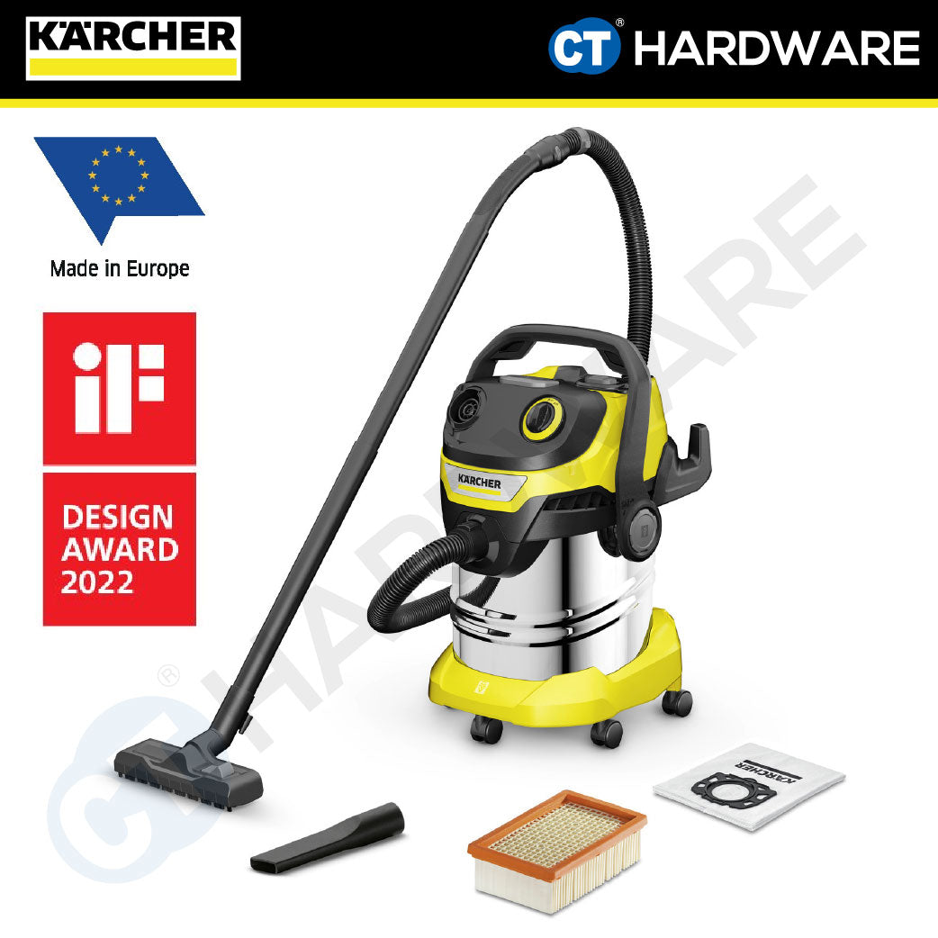 Karcher WD 5 SV Wet & Dry Vacuum Cleaner 1100W 25l Stainless Steel Tank [WD5SV | 16283500]