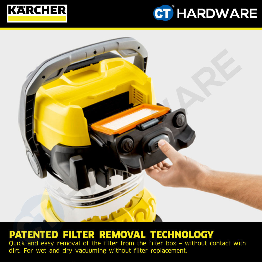 Karcher WD 5 SV Wet & Dry Vacuum Cleaner 1100W 25l Stainless Steel Tank [WD5SV | 16283500]