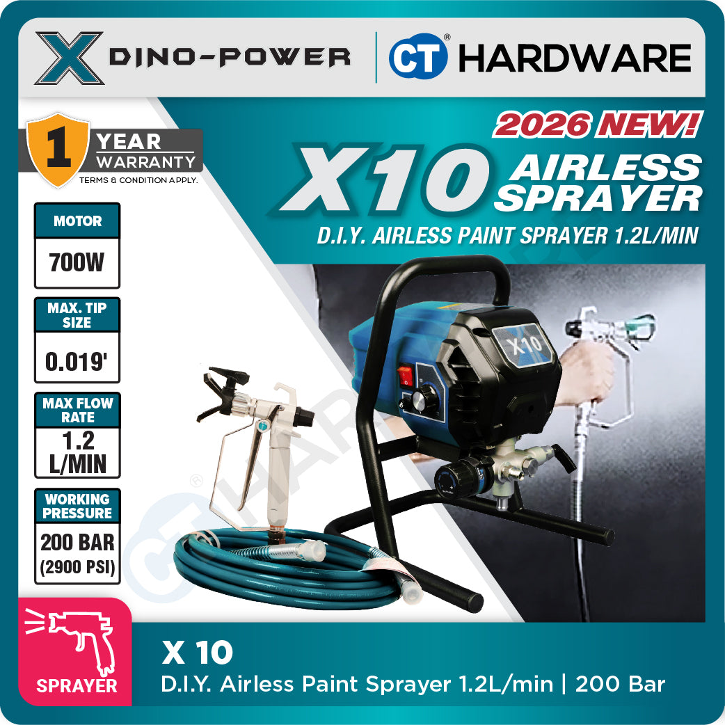 Dino-Power SP460, X10 Airless Paint Sprayer Come With 6372S Spray Gun, RAC X517 Tip, Tip Guard
