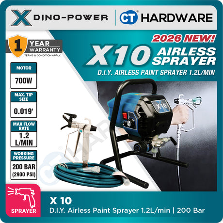 Dino-Power SP460, X10 Airless Paint Sprayer Come With 6372S Spray Gun, RAC X517 Tip, Tip Guard
