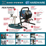 Dino-Power SP460, X10 Airless Paint Sprayer Come With 6372S Spray Gun, RAC X517 Tip, Tip Guard