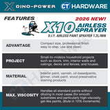 Dino-Power SP460, X10 Airless Paint Sprayer Come With 6372S Spray Gun, RAC X517 Tip, Tip Guard