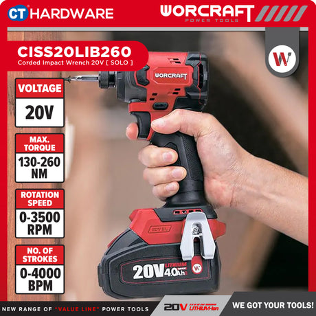 Worcraft XCUBE030 Cordless Brushless CISS20LIB260 + CHDS20LIBA 20V | 100/260NM Come With 2x 2.0Ah Battery 2.0V & 1x Charger