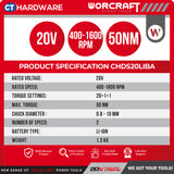 Worcraft XCUBE030 Cordless Brushless CISS20LIB260 + CHDS20LIBA 20V | 100/260NM Come With 2x 2.0Ah Battery 2.0V & 1x Charger