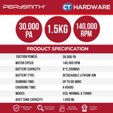 PerySmith K3 Pro Cordless Vacuum Cleaner 22.2V 30,000Pa