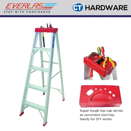 Everlas YCS Series Certified Heavy Duty Step Ladder 4 Steps - 12 Steps | 150kg Max Load | SIRIM