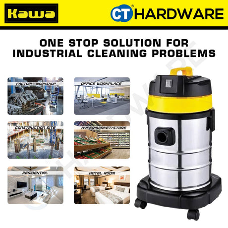 KAWA ZD1030L HEAVY DUTY STAINLESS STEEL WET & DRY VACUUM CLEANER 1000W | 30L