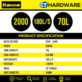 KAWA ZD98-2B-70L HEAVY DUTY STAINLESS STEEL WET & DRY 2-MOTOR VACUUM CLEANER 2000W | 70L [ ZD982B70L ]