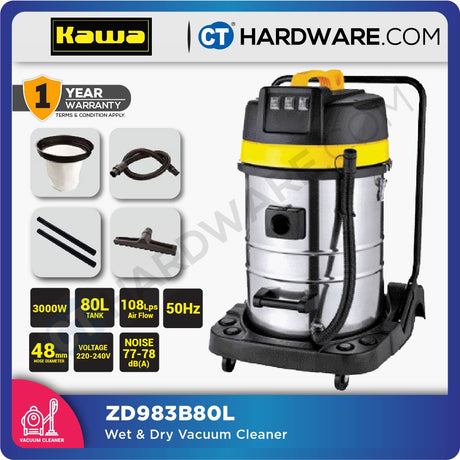 KAWA ZD98-3B-80L Wet & Dry Vacuum Cleaner (3 Motor)