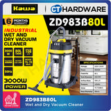 KAWA ZD98-3B-80L HEAVY DUTY STAINLESS STEEL WET & DRY 3-MOTOR VACUUM CLEANER 3000W | 80L [ ZD983B80L ]