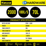 KAWA ZD98-3B-80L HEAVY DUTY STAINLESS STEEL WET & DRY 3-MOTOR VACUUM CLEANER 3000W | 80L [ ZD983B80L ]
