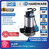 HCP A-21F SUBMERSIBLE WASTEWATER SUMP PUMP 2" | 1HP | MAX 360L/MIN | MAX HEAD 10M | AUTO [ A21F ]